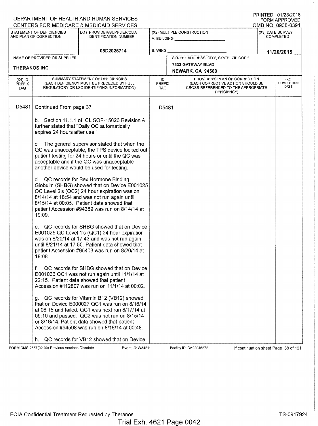 CMS report describing TPS lockout