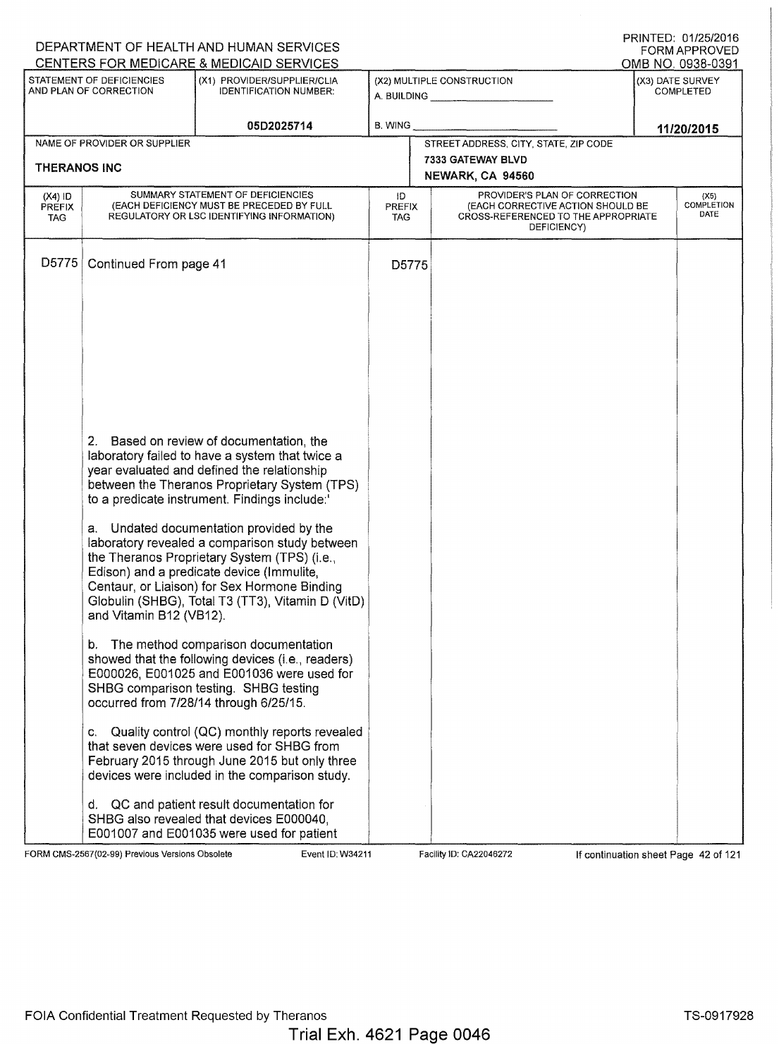 CMS comparison findings page one