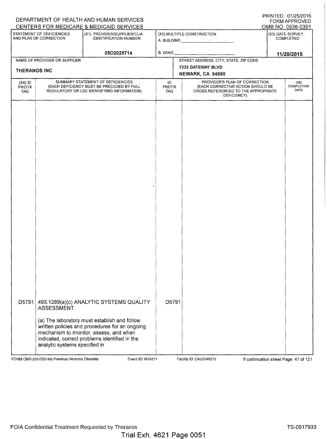 CMS D5791 analytic systems quality assessment